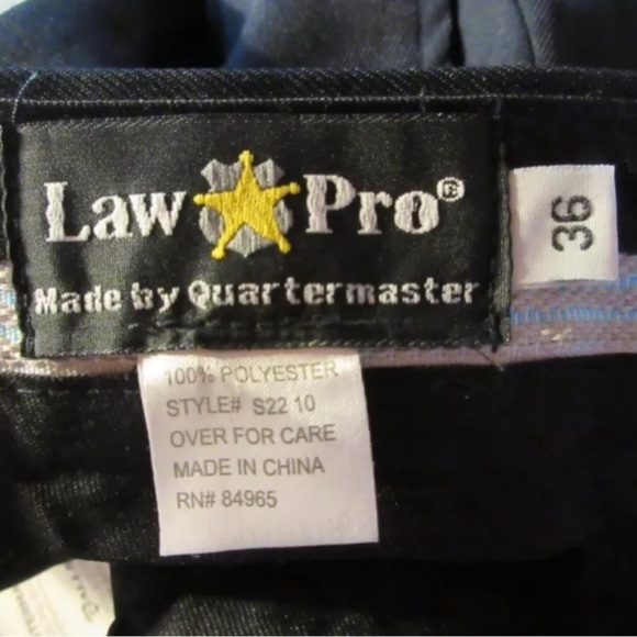 Law Pro Pants 36 Mens by Quartermaster Flat Front Black Uniform Work Security - Picture 8 of 8